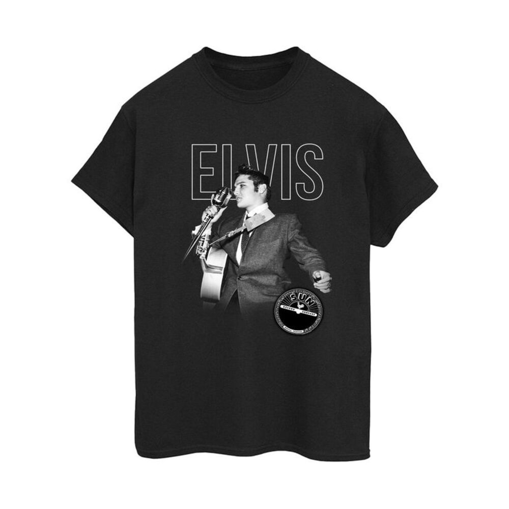 Elvis Womens/Ladies Logo Portrait Cotton Boyfriend T-Shirt / Black